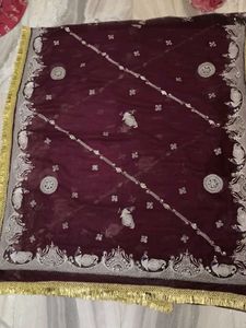 Vintage Poshak Maroon &amp; Silver Embellished Lehenga
