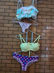 Combo Of Four Imported Fabric Bra N Panty