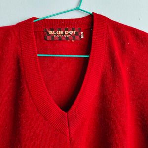 Maroon V-Neck Pullover Sweater