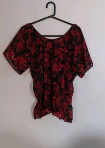 Red & Black Floral Blouse