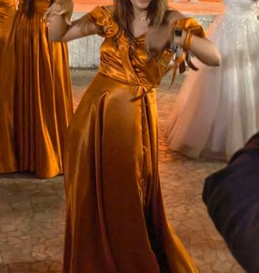 Rustic Brown Satin Dress