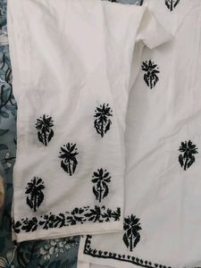 White N Black Lucknowi Plazopair