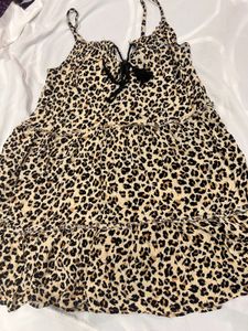 Leopard Print Tiered Mini Dress