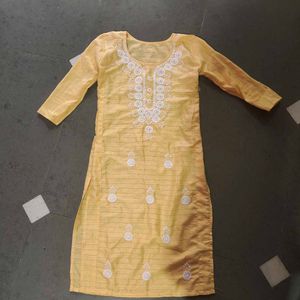 Yellow Embroidered Kurta
