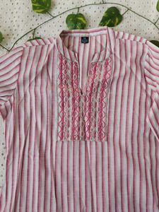 Striped Embroidered Kurta