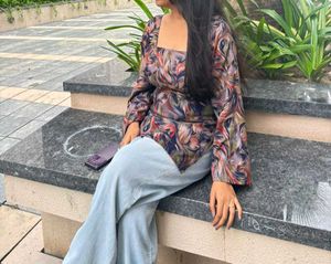 Patterned Long Sleeve Top