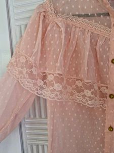 Casual Pink Bell Sleeve Embroided Shirt