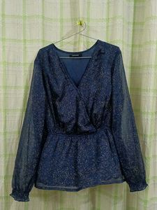 Navy Sheer Blouse