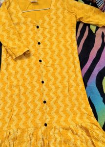 Yellow Printed Dress🎋💛