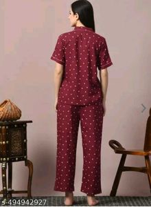 Heart Print Burgundy Pajama Set