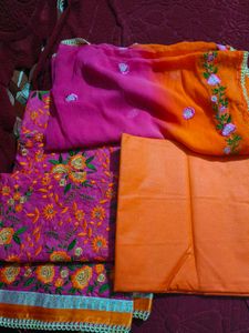 3 Piece Embroidery Work Unstitched Cotton Set
