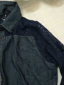 Denim Shirt With Lace Sleeves