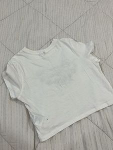 H&amp;M White Graphic Print Crop Top