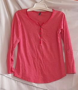 Fushia Long Roll-up Sleeves Top