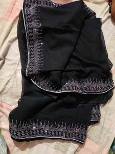 Elegant Black Embellished Saree