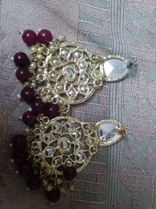 Statement Earrings with Pearls &amp; Burgundy Beads