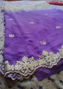 Purple Ombre Embroidered Saree