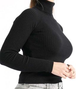 Black Ribbed Turtleneck