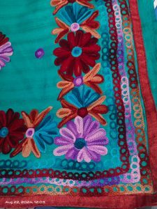 Sea Green Saree With Thread Work