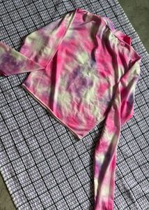 Tie-Dye Long Sleeve Mesh Top