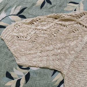 Silver Knit Open Weave Top Combo 2 Piece