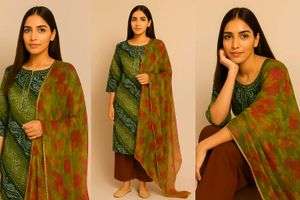 New Green Printed Kurta Set
