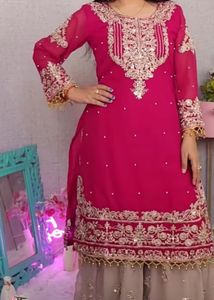 Maroon Embroidered Kurta Set