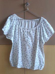 Floral Print White Top