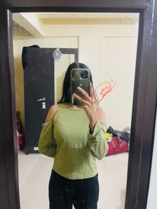 Green Cold Shoulder Top