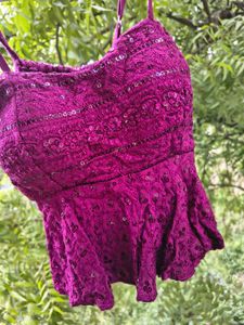 Burgundy Peplum Top