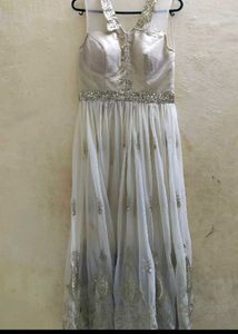 Elegant White & Silver Ethnic Gown