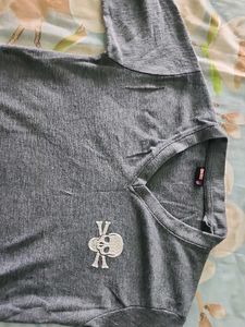 Diesel Gray Skull V-Neck Tee
