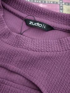 Purple Ribbed Long Sleeve Top