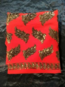 Red Dress Material With Brown Sequin Work