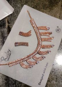 Rose Gold Necklace &amp; Earring Set