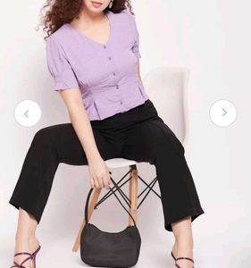 Lavender Button Down Top