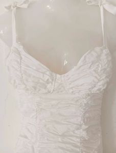 White Ruched Mini Dress