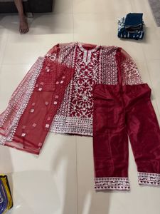 Red Semi Stitch Dress