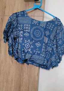 Patterned Blue Crop Top
