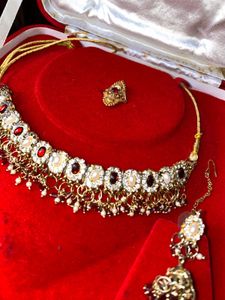 Beautiful light weight necklace set with jhumkas