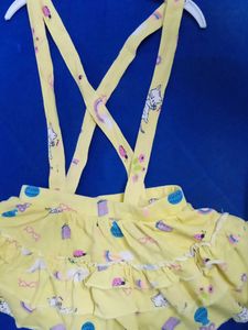 Yellow Ruffle Suspender Skirt