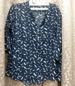 Patterned Navy Tunic Top