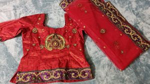 Pre Stitched Festive Blouse And Shawl