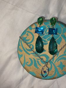 Beautiful Peacock Coloured Earrings