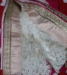 Elegant Pink &amp; Silver Embroidered Saree
