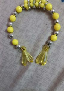 Yellow & Silver Beaded Bracelet