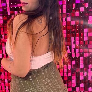 Beautiful Sequin Silver Halter Neck Top