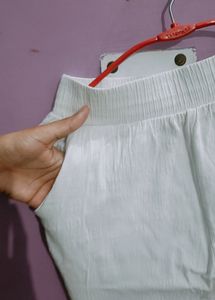 New White Pant with Lace Design