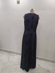 Elegant Navy Lace Maxi Dress