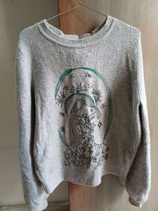 Grey Graphic Print Pullover
